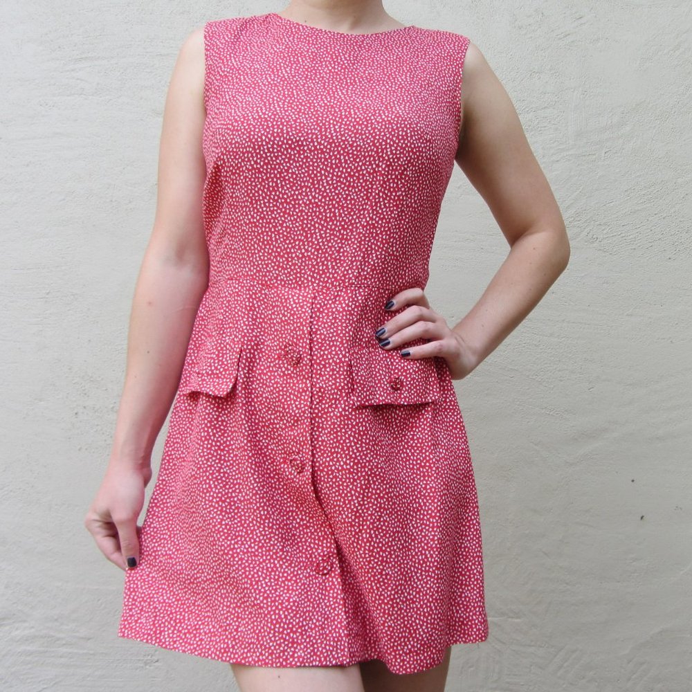 Vintage Express Red White Sleeveless Dress Romper